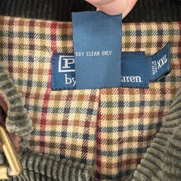 Polo Ralph Lauren Corduroy Leather Hunting Safari Sportsman Jacket Green Men XXL - Picture 7 of 7